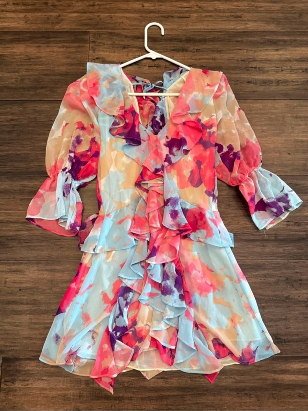 Misa Los Angeles Multicolor Ruffle Floral Mini Dress Sz: Sm 🌟EXCELLENT CONDITION - Picture 4 of 6